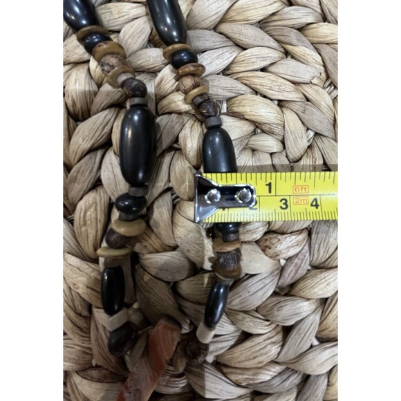 Paua Shell & Calcite Reversible Pendant W/ Wooden Beads Necklace Boho Tribal - Picture 8 of 9